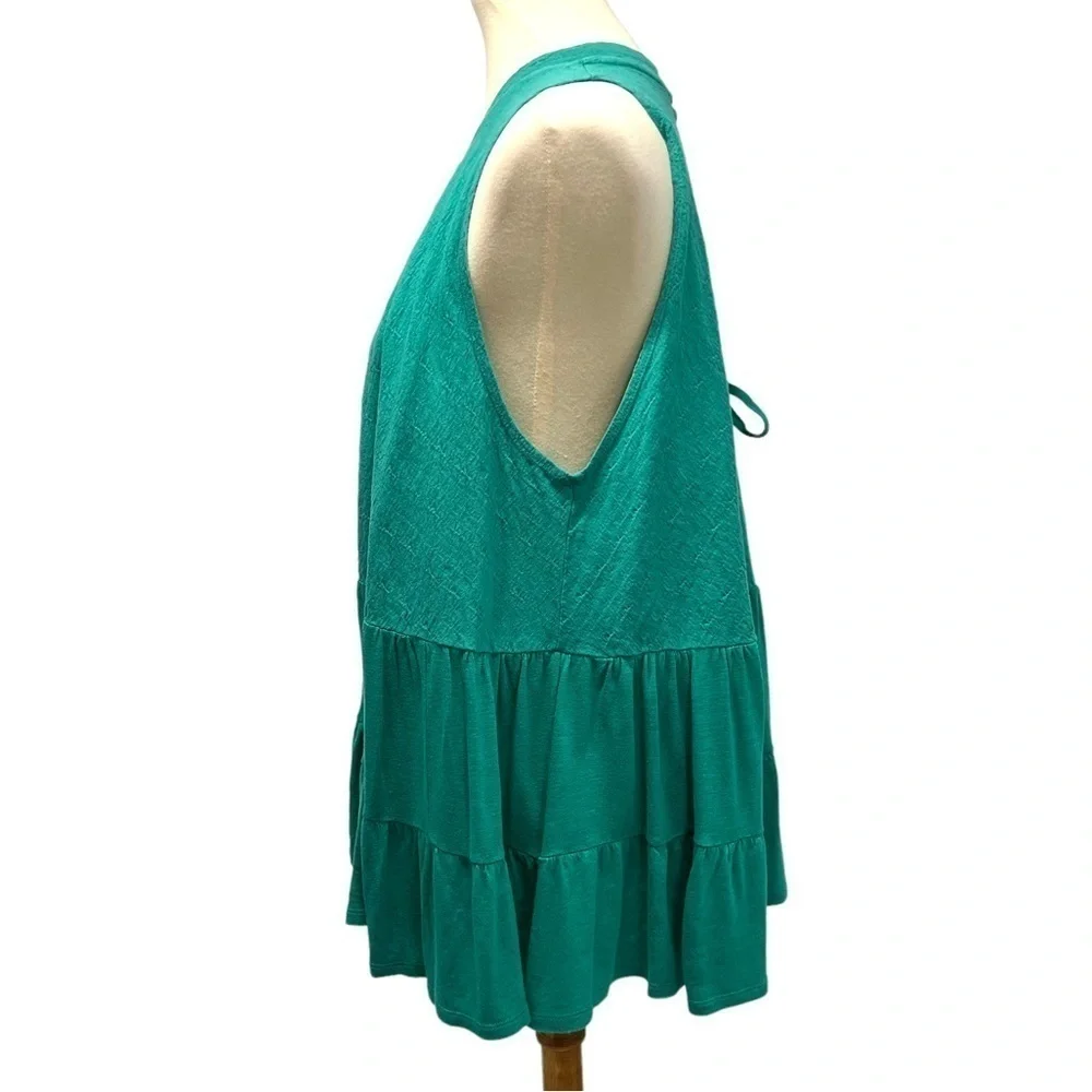 Free People Right On Time Vibrant Green Tiered Tunic Top Womens Small - Picture 9 of 15